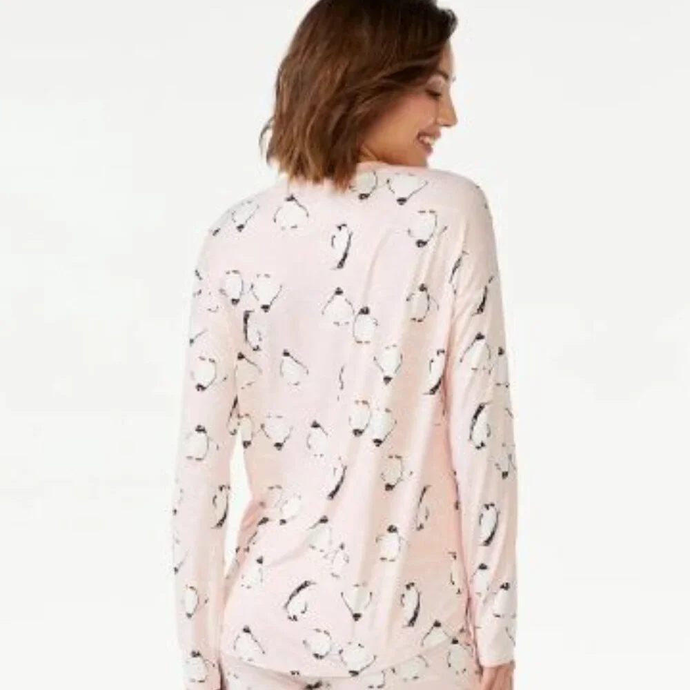 Joyspun Women's Pink Penguin Print Pajama Top - XL - Picture 2 of 8